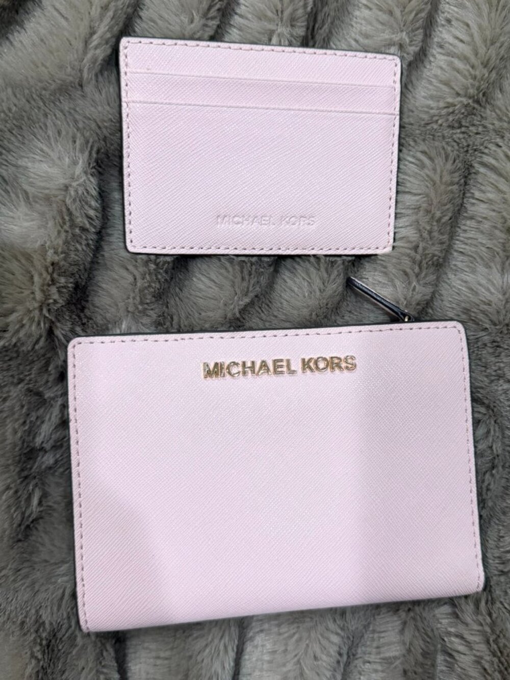 Michael Kors Pale Pink Saffiano Leather Slim Wallet & Card Case